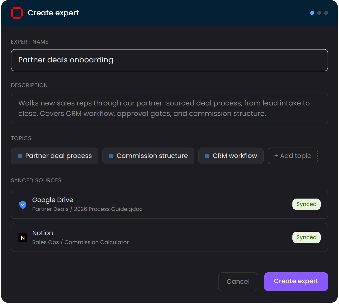 Create an expert in Obris