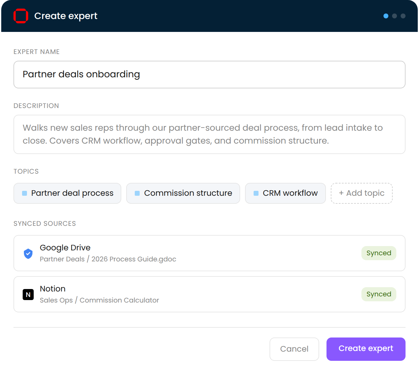 Create an expert in Obris