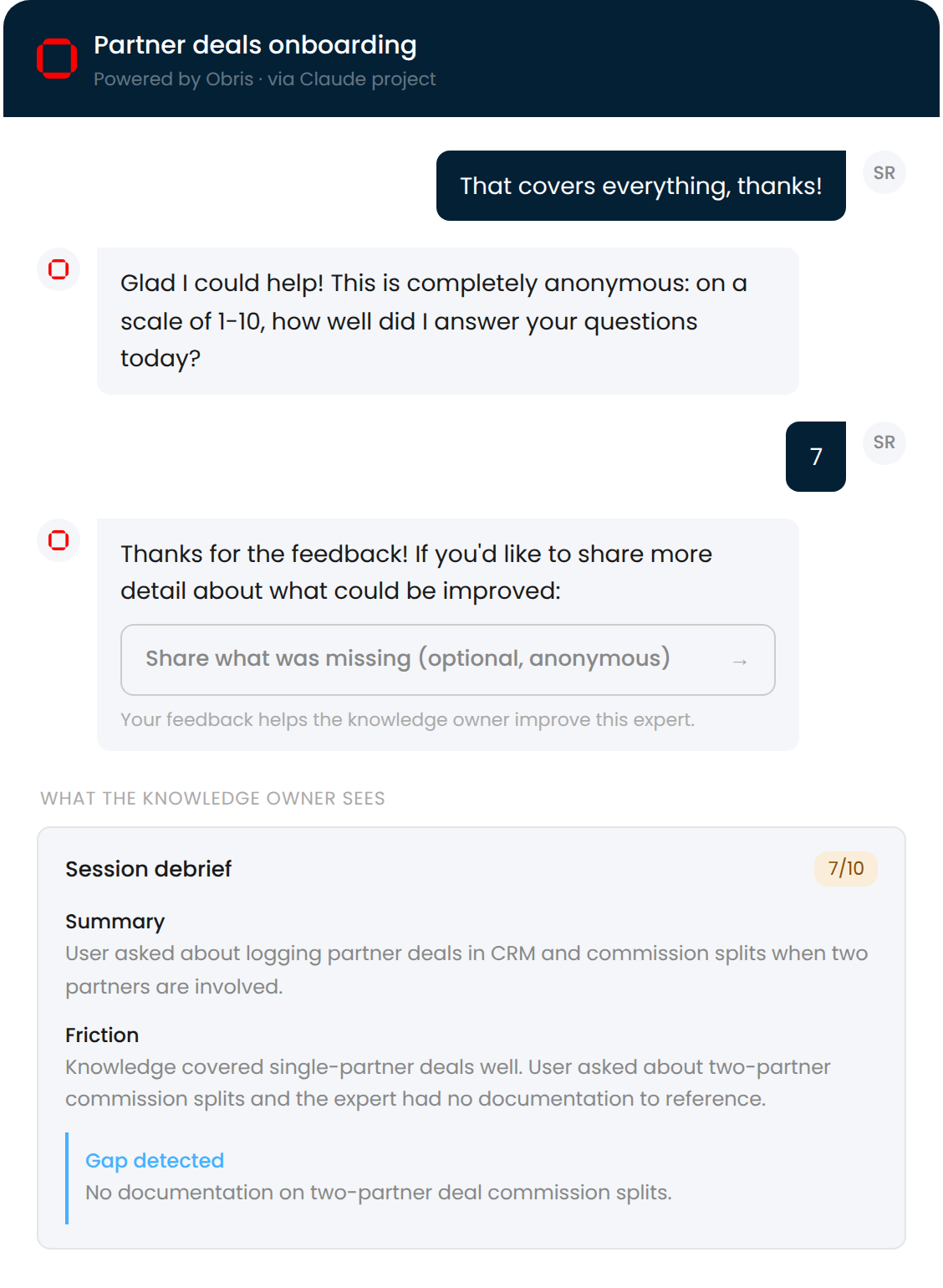 Anonymous feedback and AI session debrief